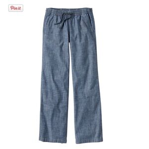 LL Bean Women's Lakewashed Pull-On Chinos, Mid-Rise Wide-Leg Chambray